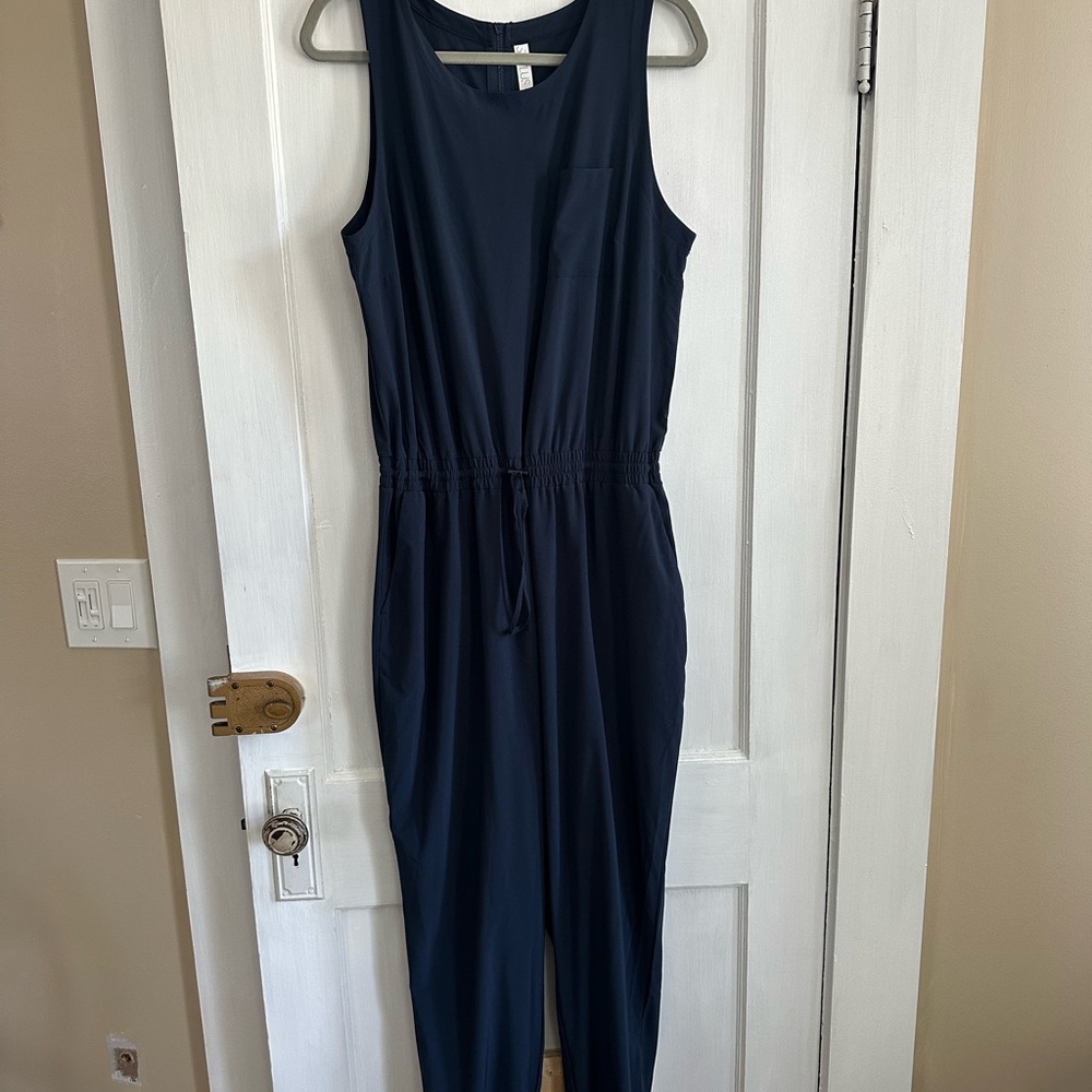 STYLUS Blue Sleeveless Scoop Neck Athletic Jumpsuit